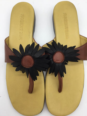 Robert Zur Size 10.5 Camel/Brown/Black Sandals
