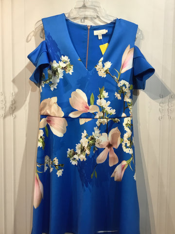 Ted Baker Size S/4-6 Blue & Floral Print Dress