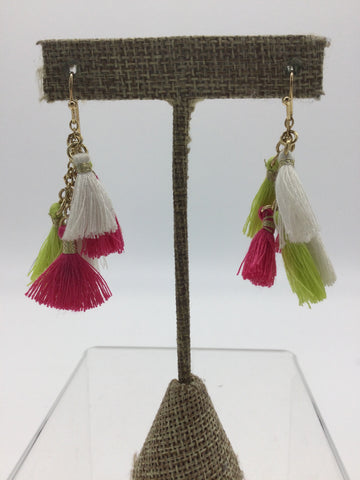 No Label White/Pink/Green Earrings