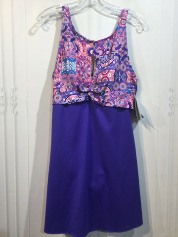 Dolfin Swimwear Size XL/16-18 Pink/Purple/Aqua Bathing Suit