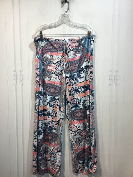 In Bloom by Jon Quil Size XL/16-18 White/Navy/Peach 2 Pc Lounge Wear