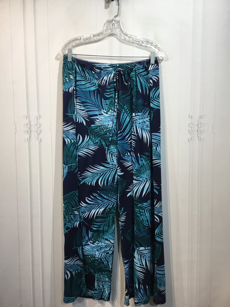In Bloom by Jon Quil Size XL/16-18 Navy & Teal Print 2 Pc Lounge Wear