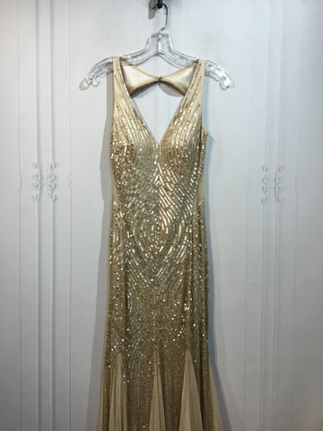 CACHE Size XS Ivory & Champagne Formal