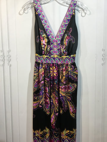 ECI Size M/8-10 Black & multi color Dress
