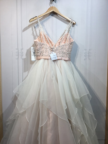 David's Bridal Size S/4-6 Baby Pink & Cream Wedding Dress