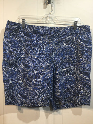 Adrienne Vittadini Size L/12-14 Navy/Blue/White Shorts