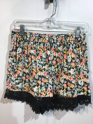 TOPSHOP Size S/4-6 Black & Floral Print Shorts