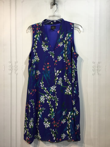 Worthington Size L/12-14 Blue & Floral Print Dress
