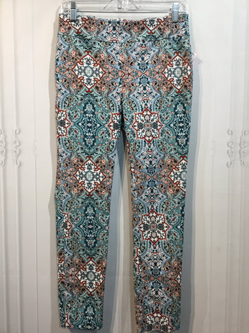 CHICO'S Size 00/XS Light Blue/Red/Dark Teal/Seafoam Pants