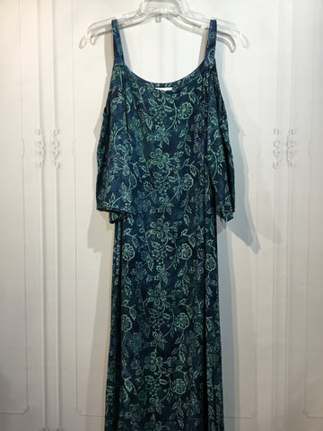 Soft Surroundings Size LP/12-14 Dark Teal & Aqua Dress