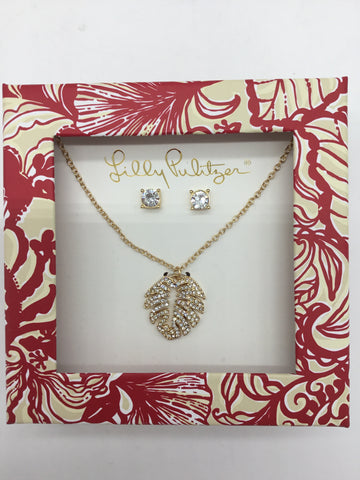 Lilly Pulitzer Gold Tone & Crystal 2Pc Necklace & Earrings