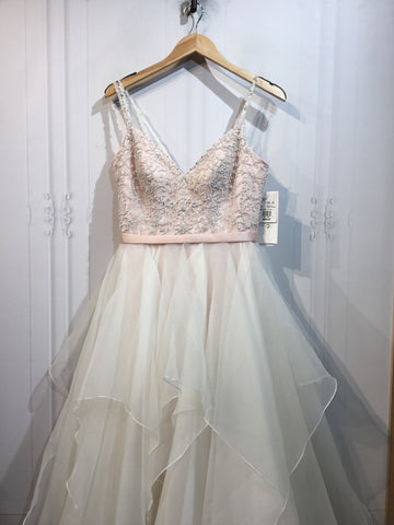 David's Bridal Size S/4-6 Baby Pink & Cream Wedding Dress