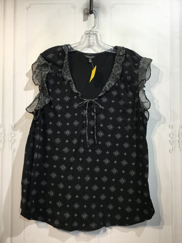 Lucky Brand Size 1X/16-18 Black & White Tops