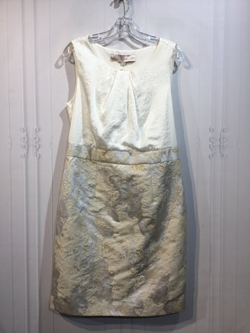 Lela Rose For Ann Taylor Loft Size L/12-14 Cream & Gold Dress