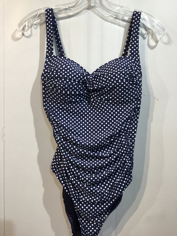 NipTuck Swim Size S/4-6 Navy & White Bathing Suit