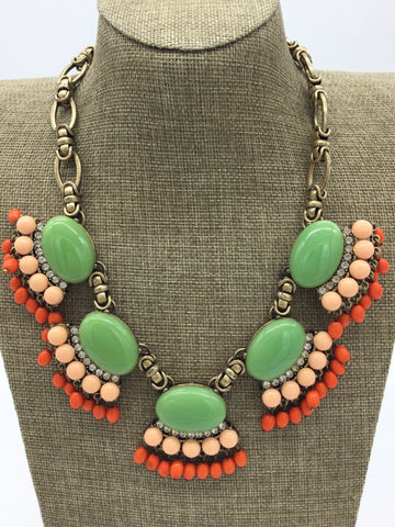 JCREW Gold Tone/Green/Peach/Orange Necklaces