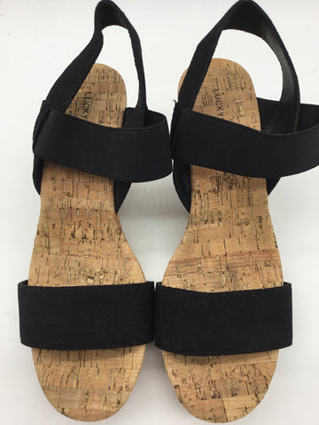 Lucky Brand Size 9.5 Black & Cork Sandals