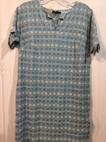 Madewell Size XS/0-2 Mayflower Blue & Cream Dress