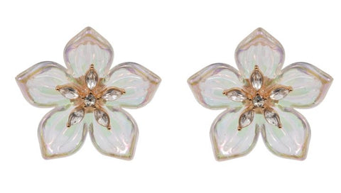 Marquise Stone Cluster Pointed Transparent Petal Flower Earrings