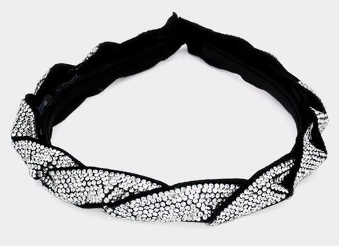 Bling Braided Headband - black/silver