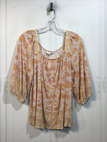 Lucky Brand Size M/8-10 Nude Pink/Coral/Yellow Tops