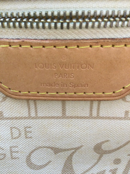 Louis Vuitton Size Large Cream & Navy LV Neverfull MM Damier Azur