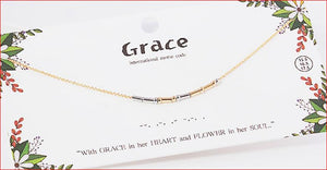 "GRACE"   Morse Code Pendant Necklace - Gold