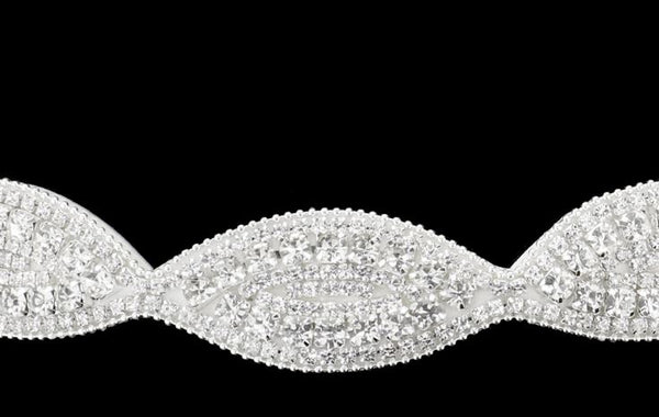 Bubble Stone Sash Ribbon Bridal Wedding Belt / Headband - Silver