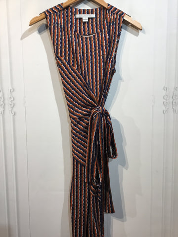 Diane vonFurstenberg Size S/4-6 Brown/White/Orange/Navy Dress
