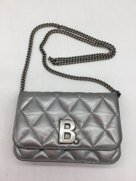 LUXURY Balenciaga Size Small Silver Purses/Wallets
