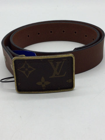 UPCYCLED Louis Vuitton & Leather Size Small Brown Belt