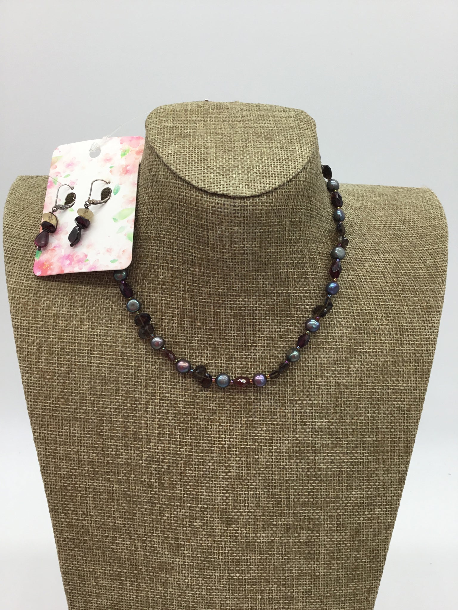 2 pc Brown Necklace & Earrings Set