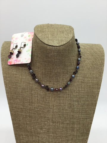 2 pc Brown Necklace & Earrings Set