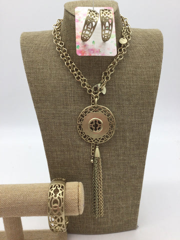 Gold Necklace, Bracelet, & Earrings