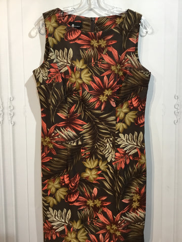 AB Studio Size L/12-14 Brown & Coral Dress