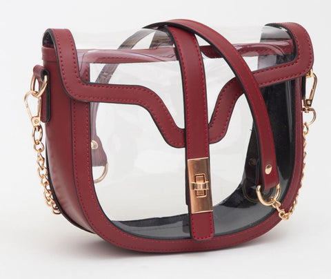 Clear Transparent Saddle Bag - Red