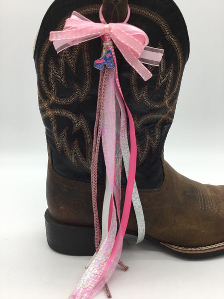 Pink Cowgirl Boot Bow - Bow with Barbie Charm
