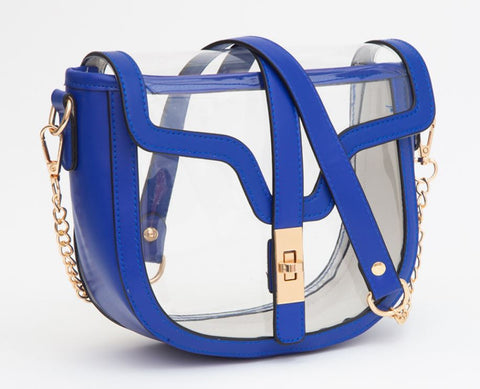 Clear Transparent Saddle Bag - Blue