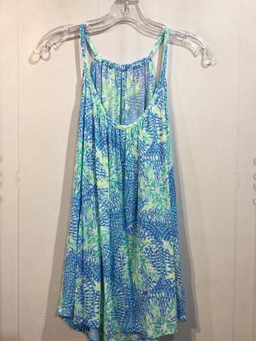 Lilly Pulitzer Size XL/16-18 White/Blue/Green Tops