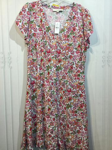 LOFT Size MT/8-10TALL White & Floral Dress