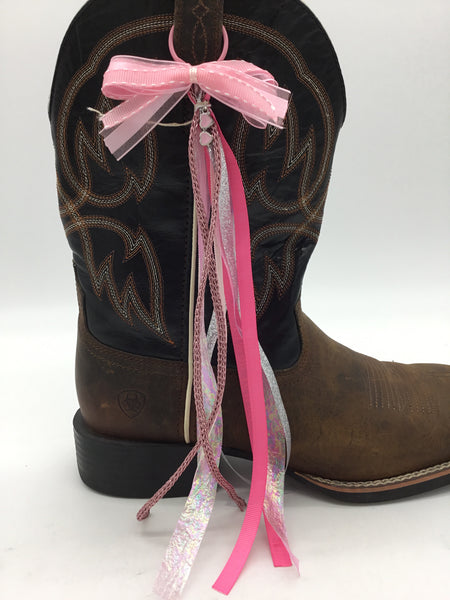 Pink Cowgirl Boot Bow - Bow with Barbie Charm