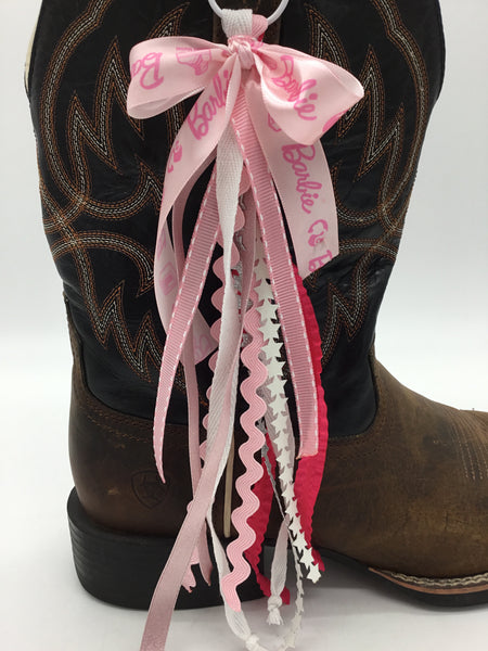 Pink Cowgirl Boot Bow - Barbie Ribbon