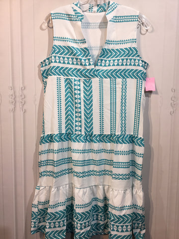 No Label Size S/4-6 White & Turquoise Dress