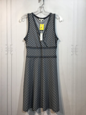 MAX STUDIO Size L/12-14 Black/White/Blue Dress