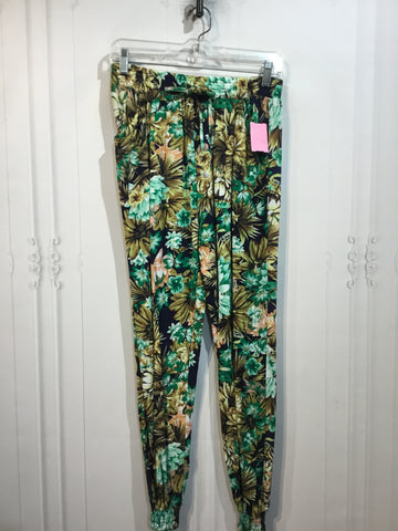 LIU LI Size S/4-6 Black & Floral Print Pants