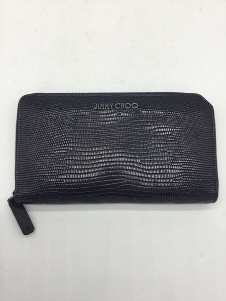 LUXURY - Jimmy Choo Black Embossed Leather Continental Wallet