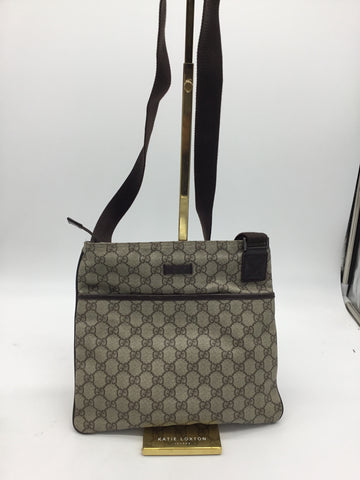 LUXURY - GUCCI Grey Monogram Crossbody