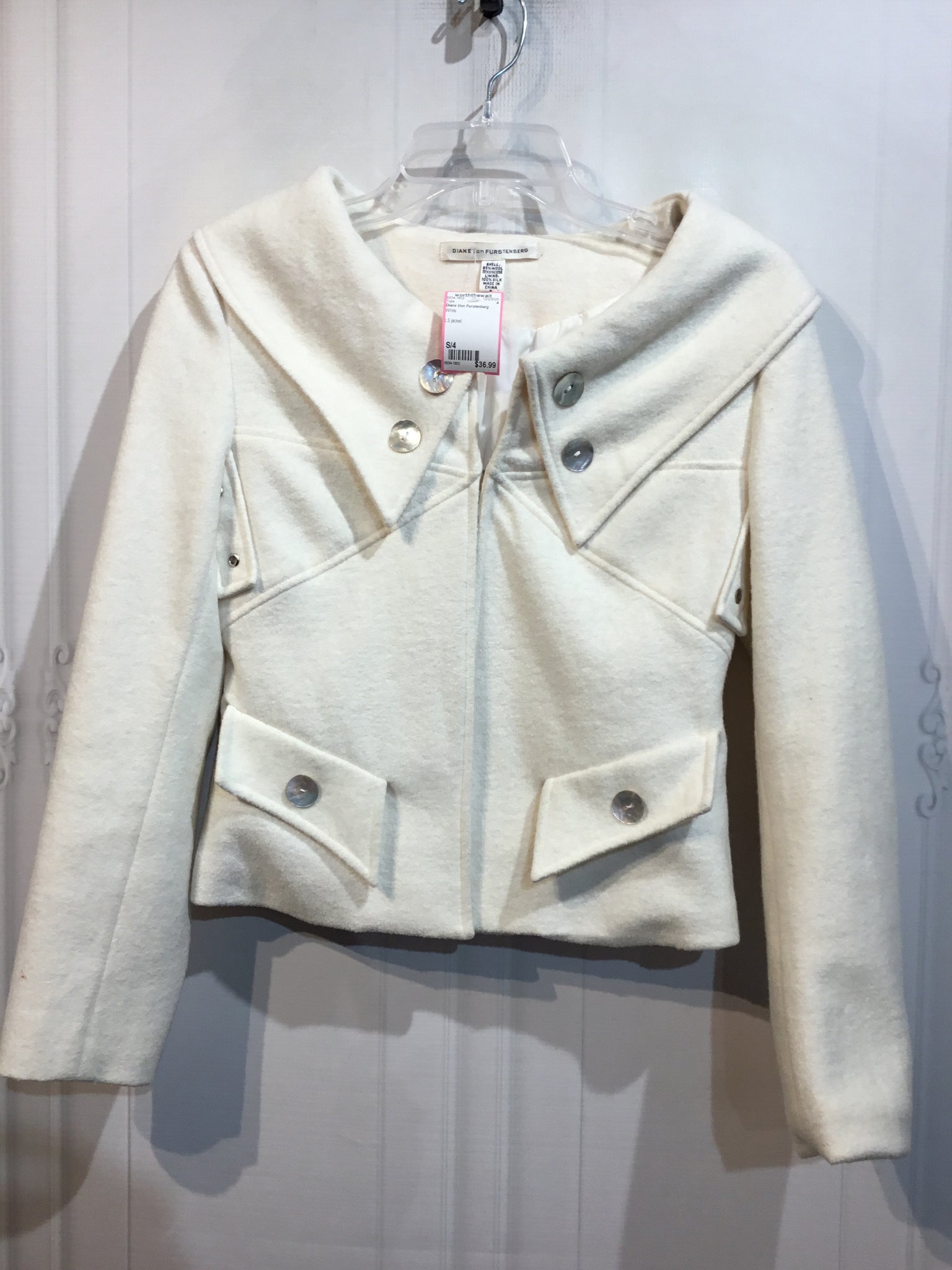 Diane Von Furstenberg Size S/4 White Tops