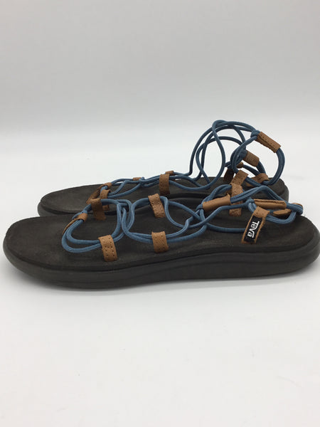 TEVA Size 9 Black/Navy/Tan Sandals