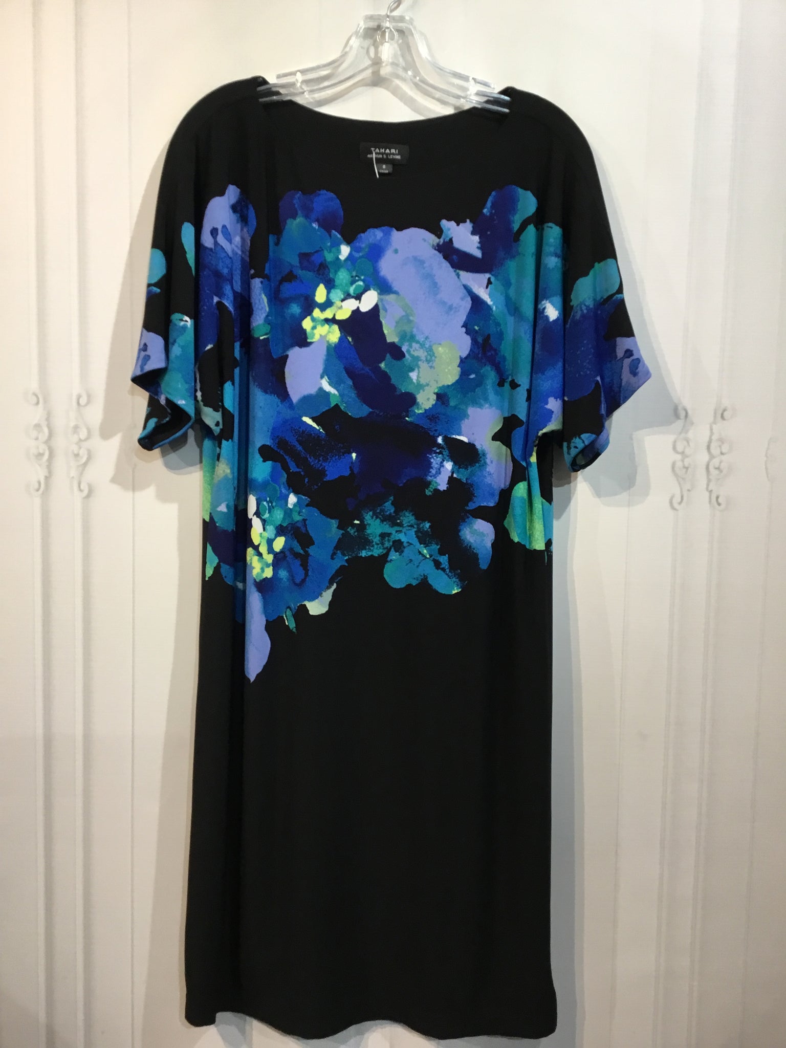 Tahari Size M/8 Black DRESS/1 PIECE